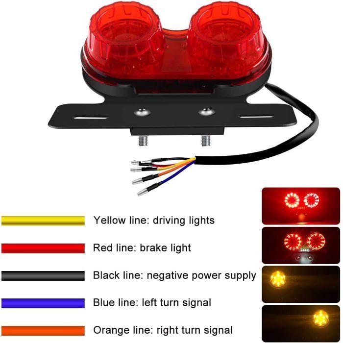 10W 40 LED Feu arrière de moto intégré feu de freinage Clignotant Feux de conduite Avec support de lampe Pour Harley, Lentille rouge