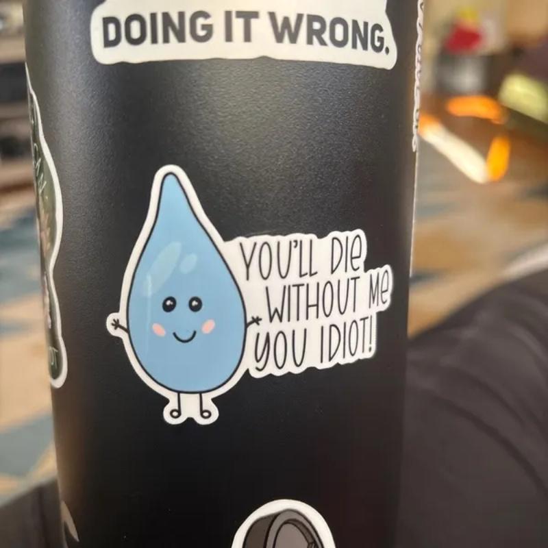 You'll Die Without Me | Drink Your Water | Waterproof Sticker | Hydroflask Sticker | Water Bottle Sticker | Laptop Sticker | Valajo Designs