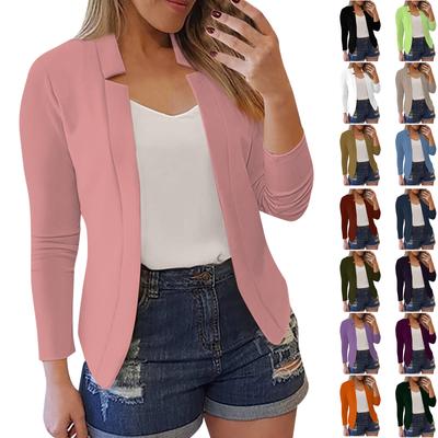 Женская модная повседневная однотонная осенне-зимняя куртка-кардиган с длинными рукавами