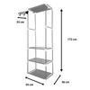 Nyana Home Static Dressing Wardrobe 170x55x35cm 3 Shelves 1 Top Bar 1 Side Hanger