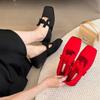 Национальный стиль новый китайский стиль французский внутренний увеличение высоты одинарная обувь женская 2025 весна красный китайский узел темперамент сочетание юбка Мэри Джейн