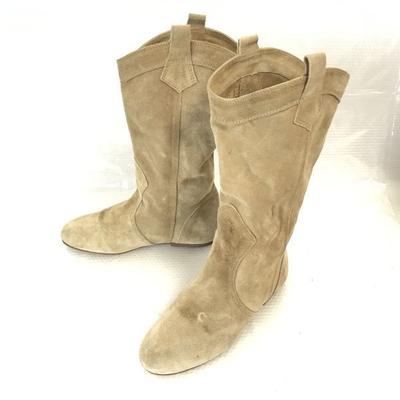 Сделано в Италии Западные сапоги пекос из замшевой кожи Женские 36 Бежевые в стиле Fabio Rusconi(ИСПОЛЬЗОВАЛ)