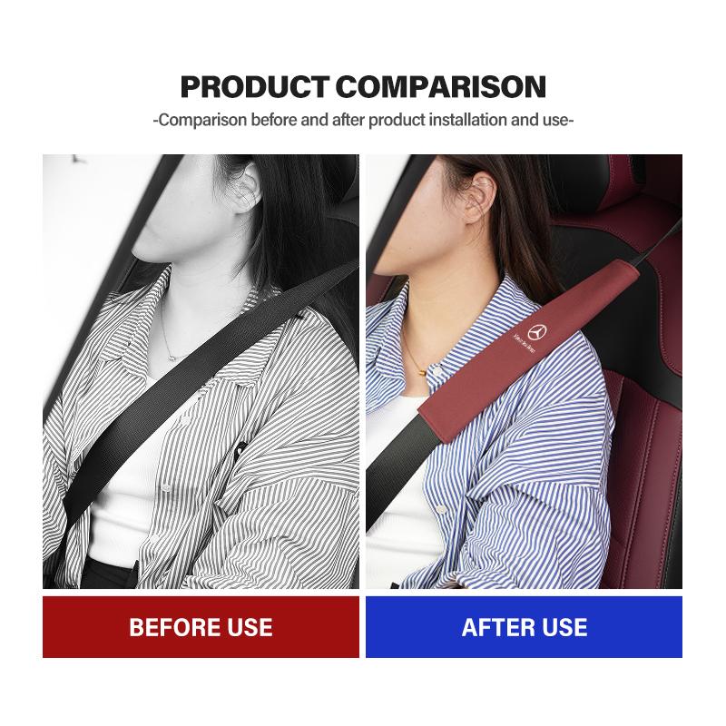 AAVK1 Suede Car Seat Belt Shoulder Protector Cover Safety Padding Pad For Mercedes Benz AMG A C E S G Class W201 W210 W108 W204 W205