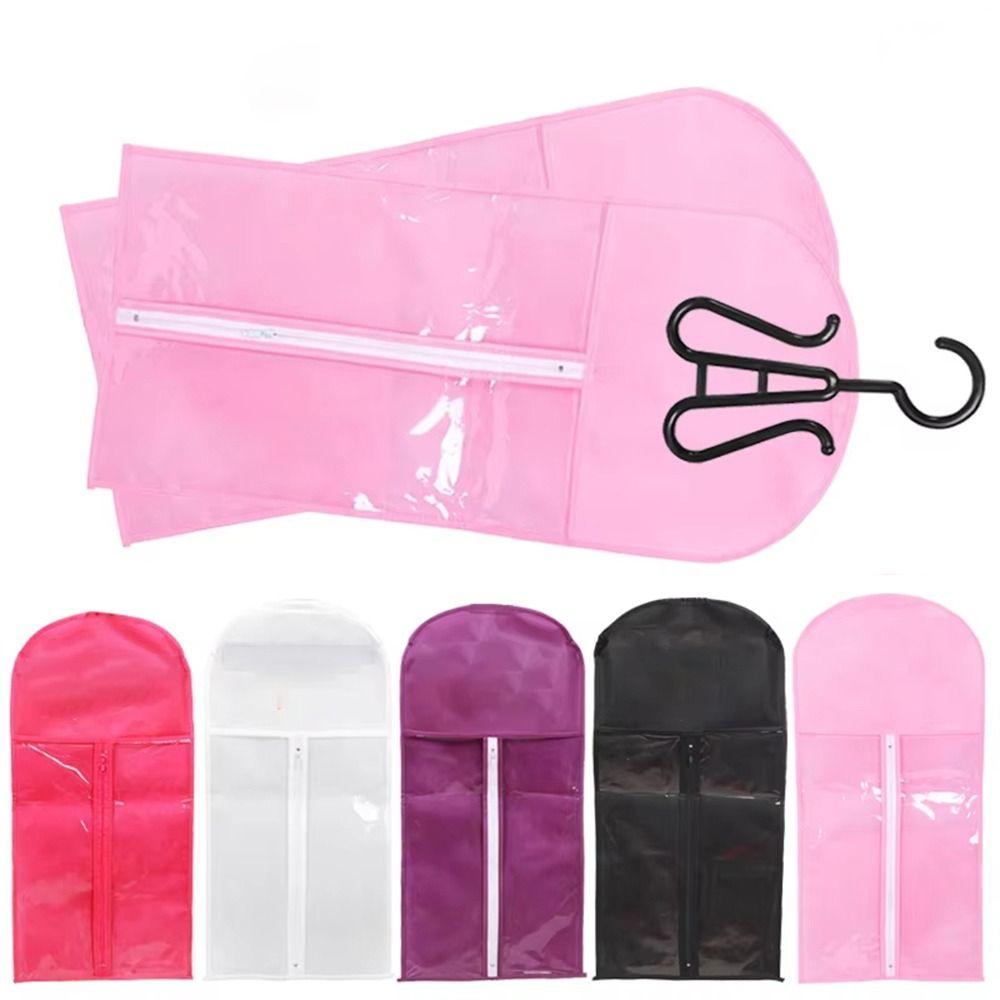 with Hanger Wig Bag Transparent Clothes Dust Cover for Virgin Hair Weft Clip In Hair Extension