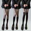 Сексуальные женские колготки, лоскутные прозрачные черные чулки до бедра, колготки, женские чулочно-носочные изделия выше колена, полосатые колготки
