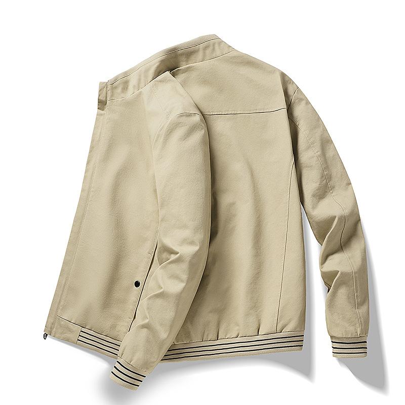 Spring and Autumn Middle-aged Men's Business Casual Cotton Jacket Men's Clothing Middle-aged and Elderly Stand-up Collar Jacket Dad On Clothes