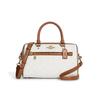 New Rowan Canvas With Leather Boston Bag Shoulder Bag Crossbody Bag Handbag Large Size Women's White Brown CA149-IMRFI
