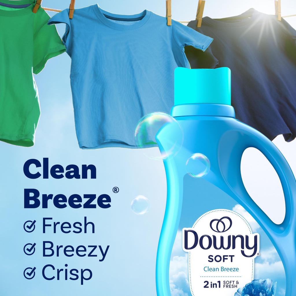 Downy Ultra Liquid Fabric Softener, Clean Breeze, 2-in-1 Soft & Fresh, 3.29 L (150 Loads)