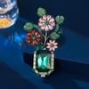 Retro Fashion Light Luxury Elegant Temperament Cheongsam Dress Corsage Emerald Provence Garden Brooch