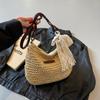 Woven Straw Crossbody Bag Women's Large Capacity 2025 New Summer Versatile Bucket Bag Seaside Vacation Beach Bag