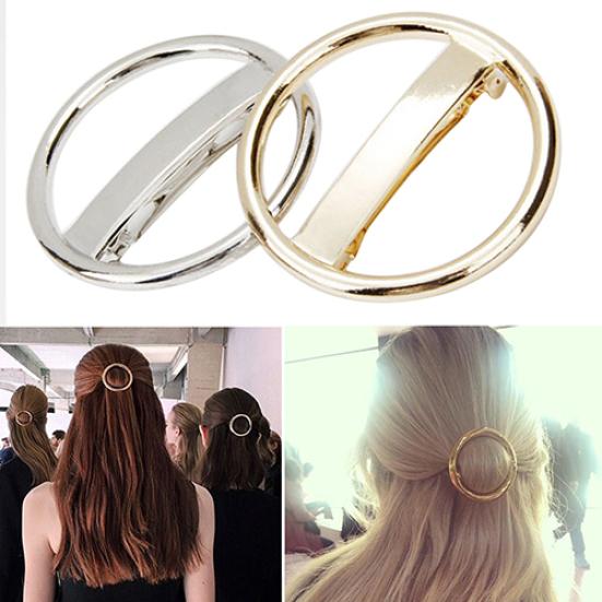 Women's Punk Circle Hairpin Golden Silver Hair Clip Alloy Round Clamp Headwear