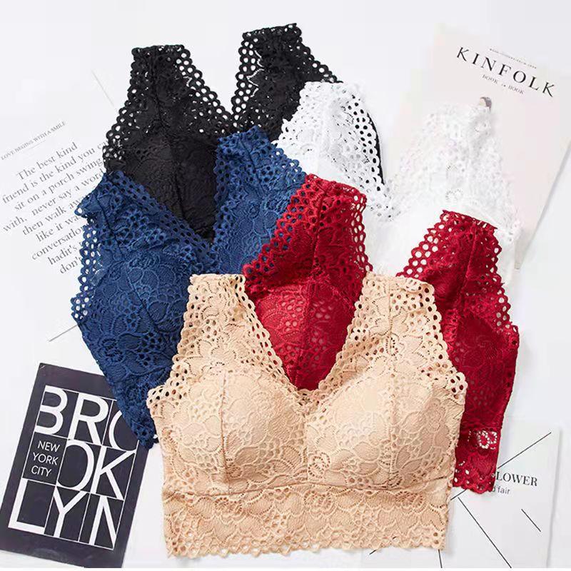 Sexy Lace No Steel Ring Sleep Underwear Female Beauty Back Tube Top Anti-glare Comfortable Breathable Sports Bar Underwear Vest Fitness Top