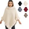 Rabbit Fur Collar Pullover Shawl Irregular Large Size Knitted Cape Loose Knitted Coat Women