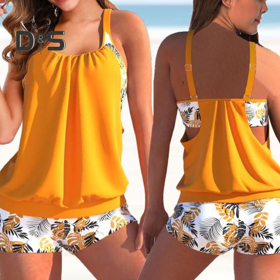 2 шт./компл. дышащий топ для плавания и шорты, комплект плюс размер, модная пляжная одежда, летний комплект бикини