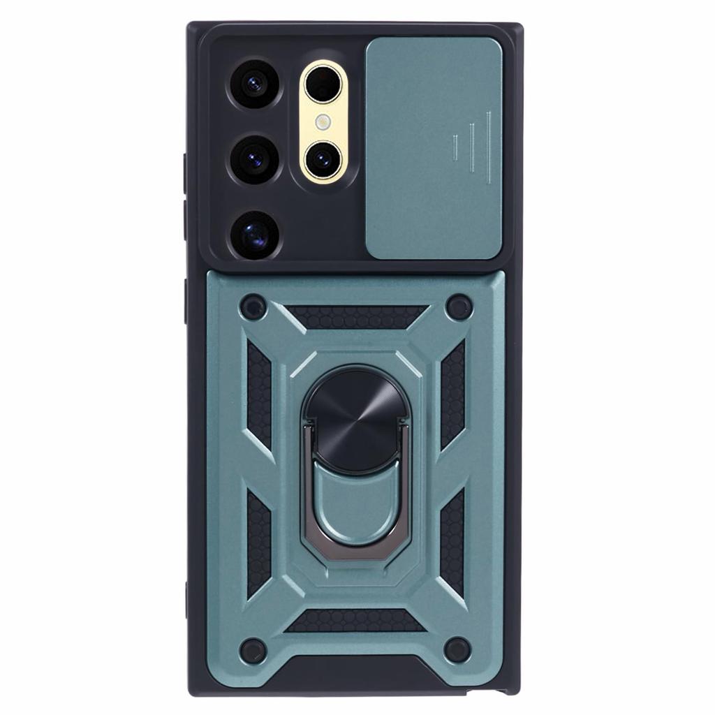 Для Samsung Galaxy S24 Ultra Чехол-подставка с защитой линз и выдвижным объективом