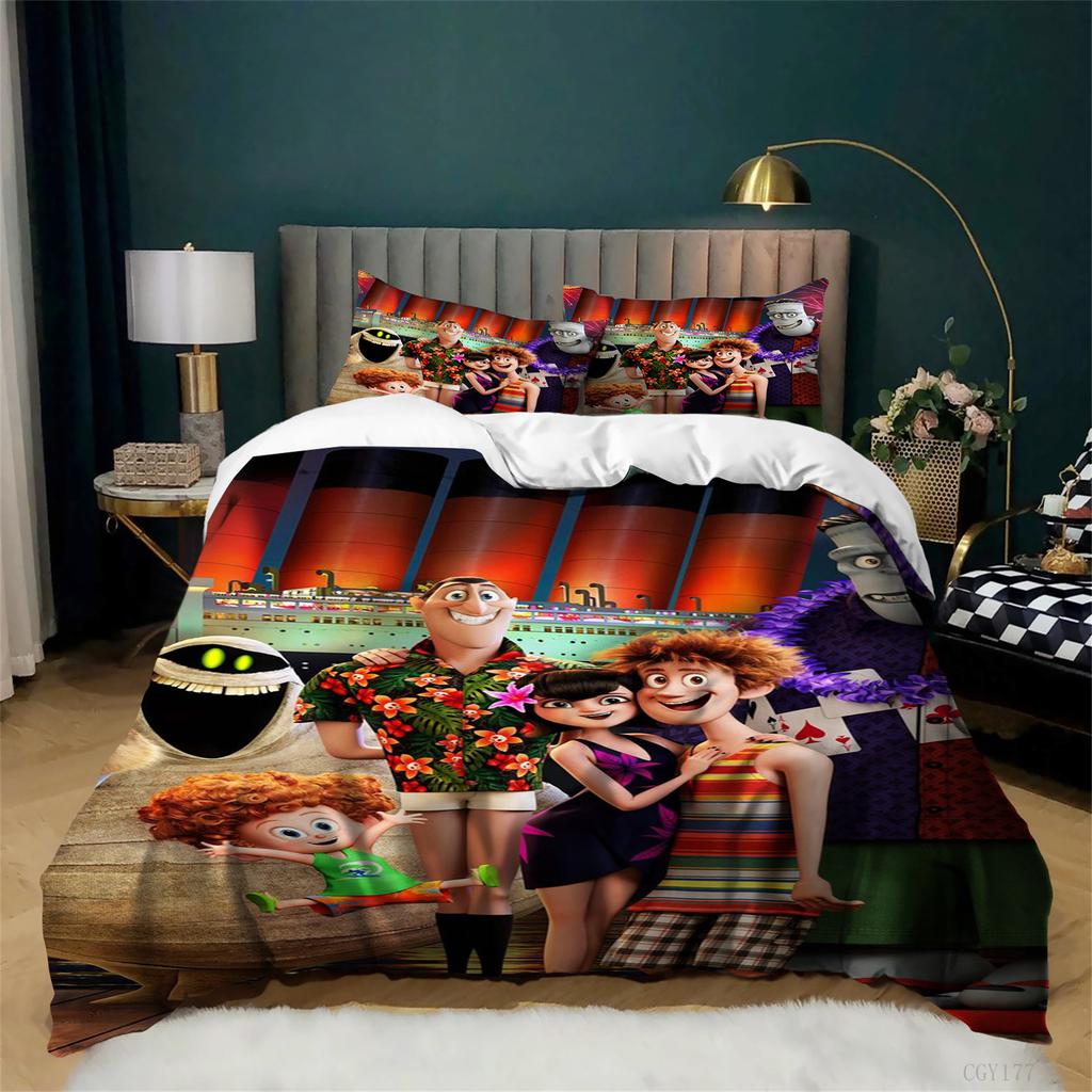 Duvet Cover Set 3pcs Bedding Hotel Tran-sylvania Duvet Cover Full Size Lightweight Comforter Quilt Cover with 2 Pillow Shams