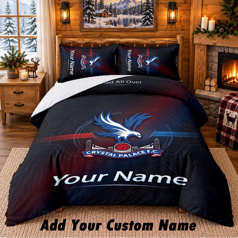 Crystal Palace Pattern Bedding 3Pcs Set Custom Name, Bed Sheet And Pillowcases For Home Bedroom