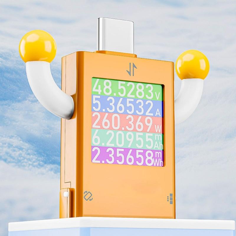Тестер USB-зарядных устройств Type C Монитор напряжения и тока в реальном времени Светодиодный экран Точный для мобильных устройств Power Banks