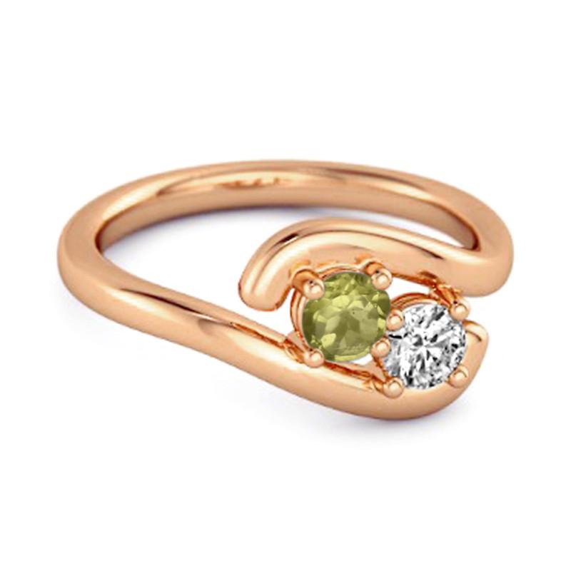 Peridot Two-Stone Bypass Ring - Sterling Silver Rose Gold Vermeil