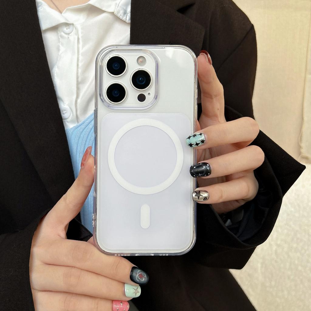 Fashion Clear Magnetic Phone Case For 17 16 15 14 13 Pro/Pro Max Compatible with MagSafe Charging HD transparent Cover