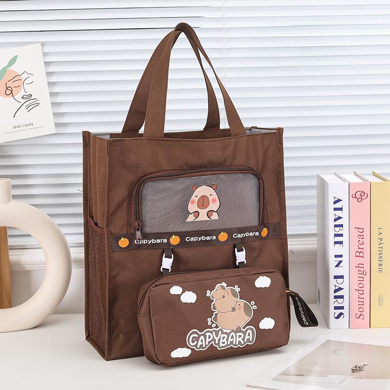 Канвасная сумка-тоут А4 с пандой - Большой вместимости для студентов и детских книг