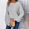 Women's Autumn  Winter Knitted Tops Comfortable Casual Sweater Pullover Round Neck Long Sleeve Tops