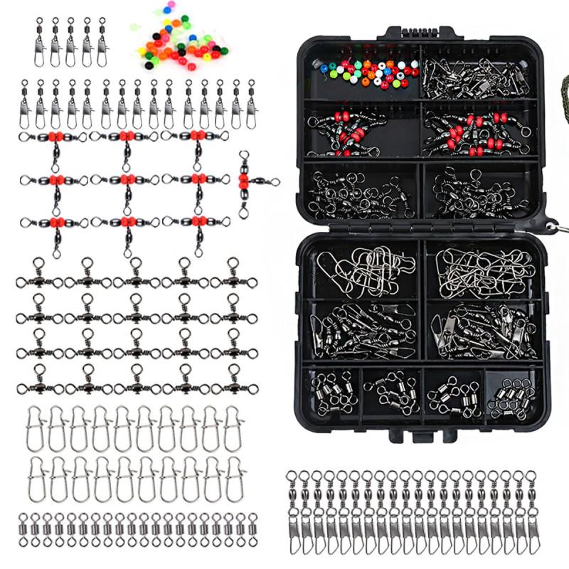140-Piece Fishing Lure Accessory Kit With Swivels Connectors Sea Rock