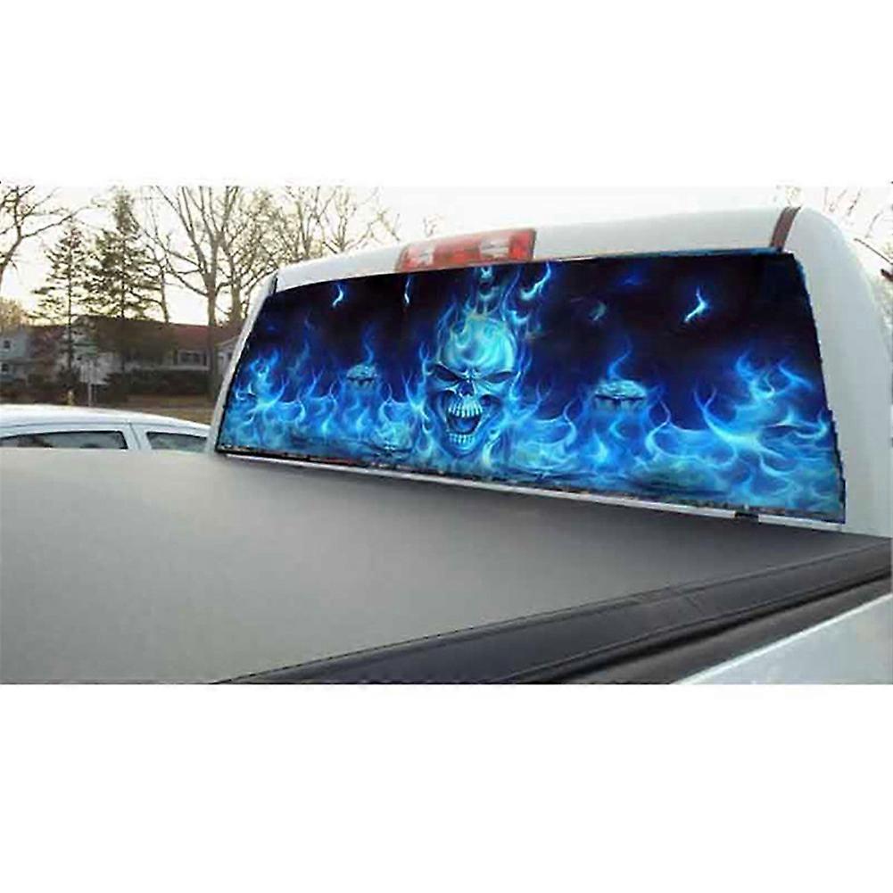 135x36cm Car Truck SUV Flaming Skeleton Rear Window Tint Graphic Sticker Decal