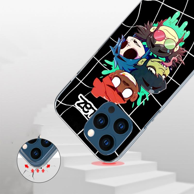 Чехол для телефона Gorillaz Anime для iPhone 17 Air 16 Pro Max 16E 15 + 14 Plus 11 12 13 Mini 7 8 SE Подарок Печать Чехол Fundas 17 Air 16 P