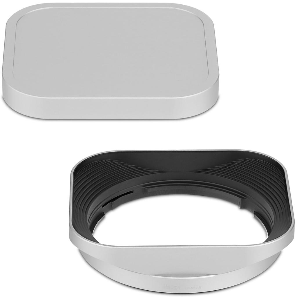 Haoge Silver Metal Square Lens Hood for Fujifilm XF33mm R WR Fujinon XF Fuji XF 23mm R LM WR Lens Hood Shade Bayonet Mount F1.4 Lens, 16-50mm, F/1.4