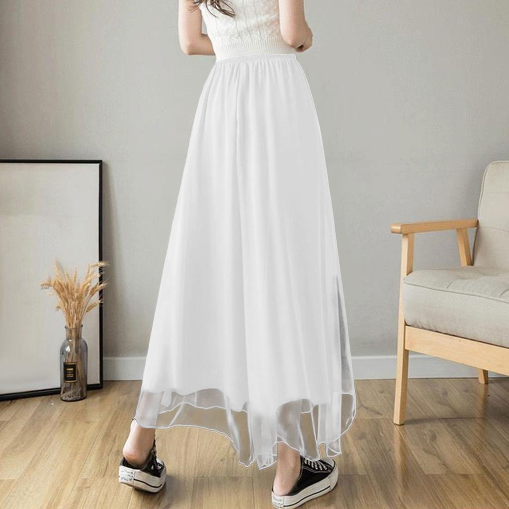 Женские шифоновые широкие брюки, темпераментные широкие брюки-юбка на шелковистой шифоновой подкладке