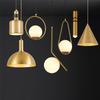 Скандинавский золотой одиночный подвесной светильник для спальни, бара, кафе или магазина