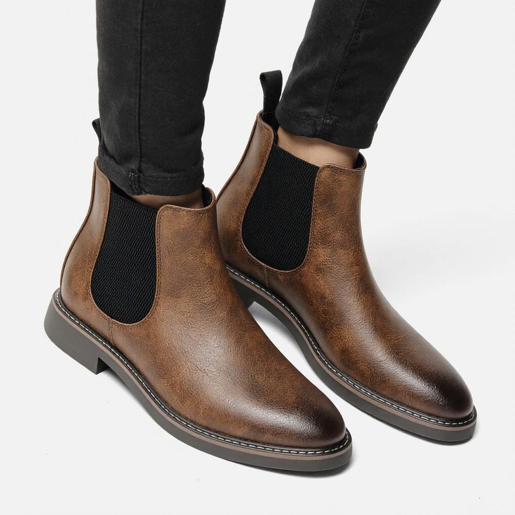 HECRAFTED SHOES/ Зимние мужские ботинки из искусственной кожи