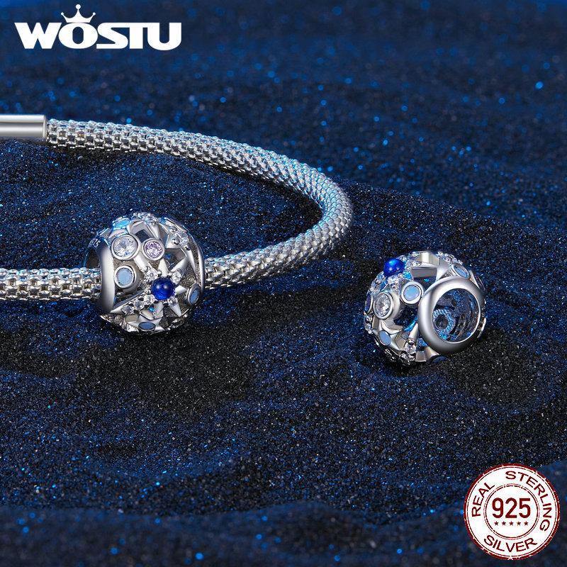 WOSTU Стерлингового серебра 925 пробы, бусины в форме сердца с изображением дневного и ночного эльфа, бусины в форме сердца для браслета, ювелирных изделий своими руками