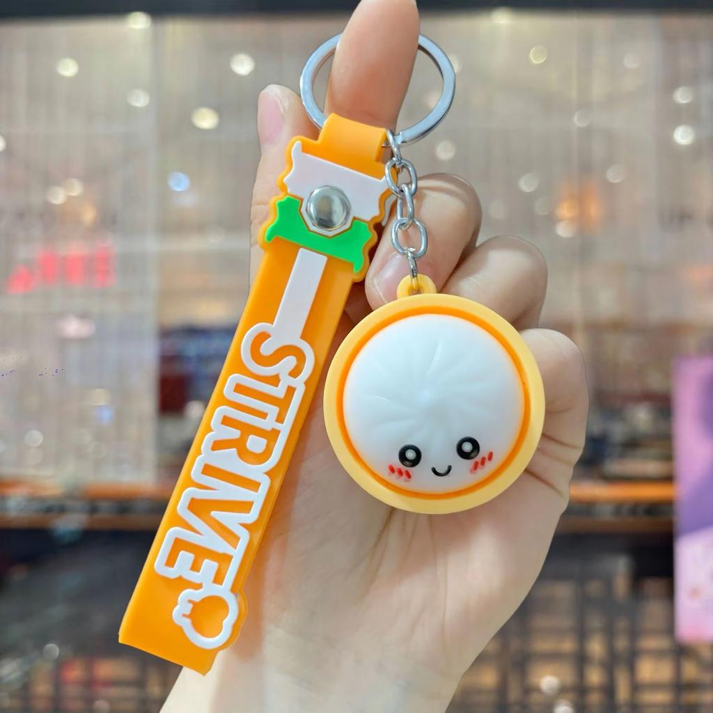 New Cute Creative Bun Keychain Pendant Simulation Chinese Cuisine Xiao Long Bao Pendant Schoolbag Pendant Car Keychain