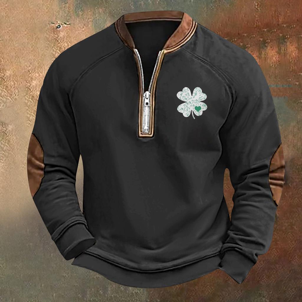 Men's St. Patrick's Day Vintage Casual Zip Sweatshirt Outdoor Casual Top