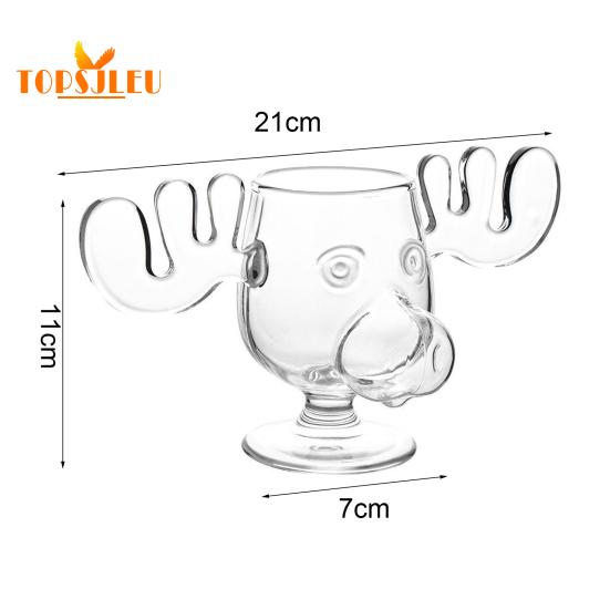 Креативная стеклянная чашка для вина в форме оленя, 235 мл, очаровательный дизайн в форме оленя, украшение для обеденного стола, многоразовая чашка для питья