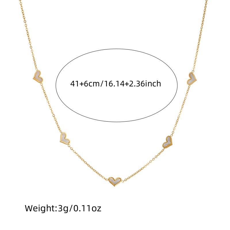 Gold Plated White Shell Heart Jewelry Set Necklace Bracelet and Earrings Fashion Jewelry for Women
