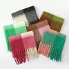 Autumn and Winter Mohair Thick Beard High-end Women's Scarf Multi-color Plaid Warm Versatile Scarf Shawl Retro