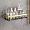 Bathroom Aluminum Shelf Shower No Drill Wall Mounted Organizer Rectangular Storage Rack