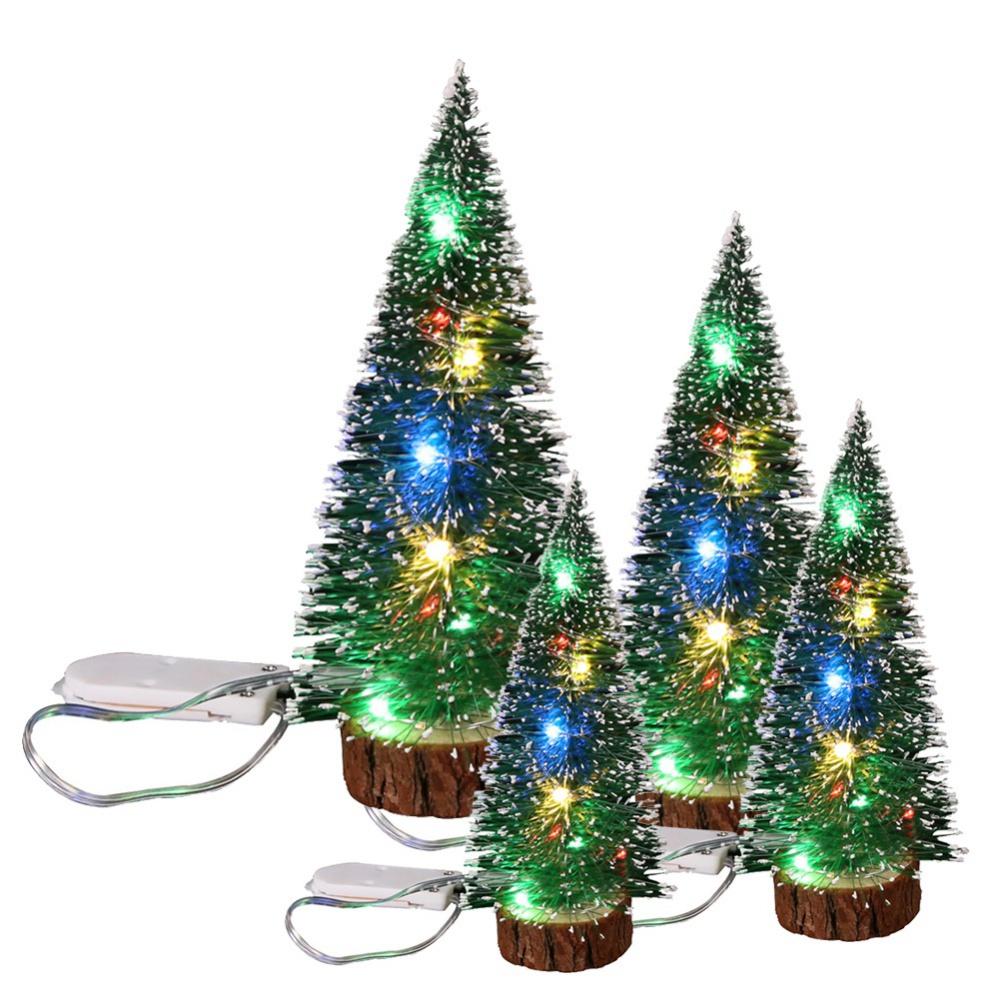 15/20/25/30cm LED Light Mini Artificial Christmas Tree Decoration Pine Needle Tree Green Cedar Xmas Tree Party Desktop Ornament