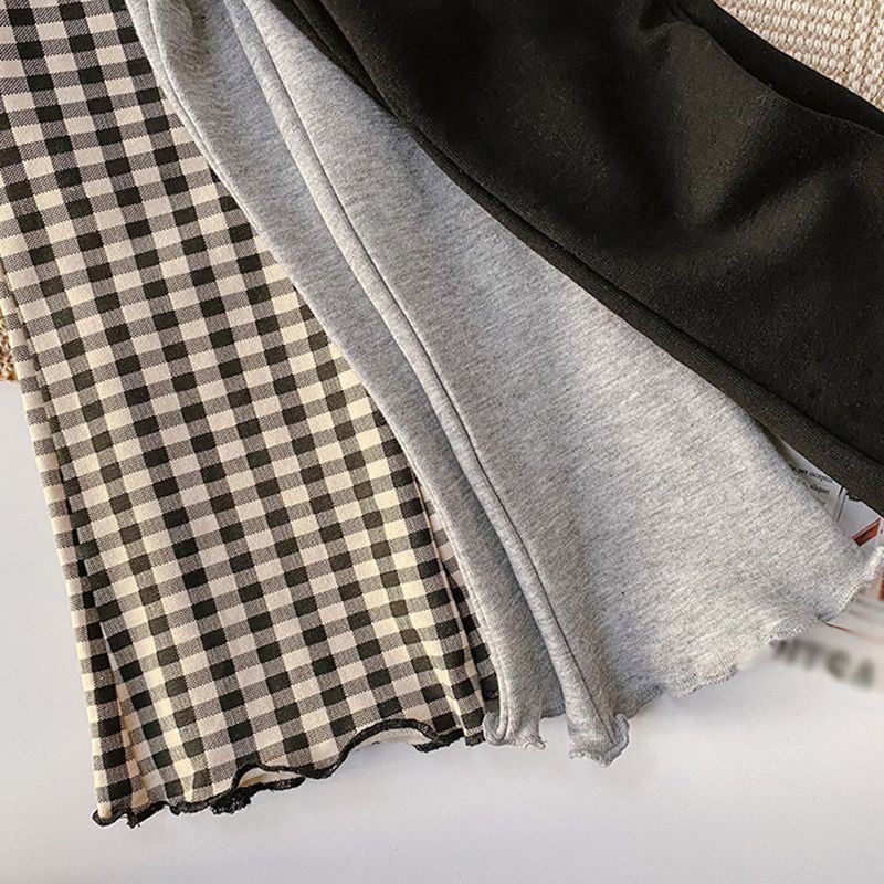 Брюки для девочек, детские брюки, эластичные вязанные кружевные расклешенные брюки