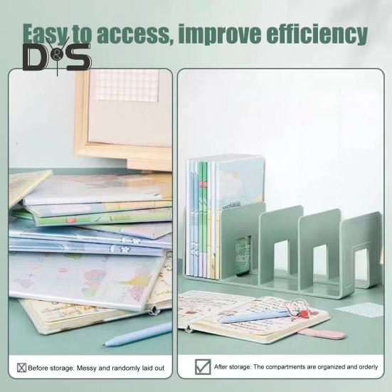 Настольный органайзер Boodend для хранения книг, подставка с 4 вертикальными отделениями, пластиковая полка-сортировщик файлов для книг и журналов