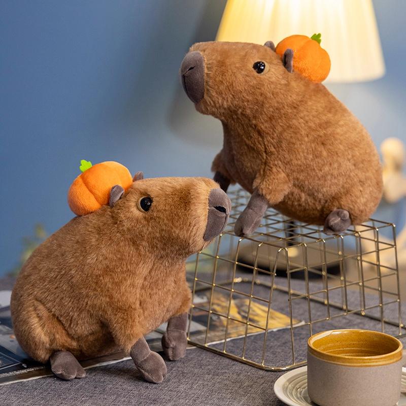 Cute Simulation Capybara Plush Toy Stuffed Animals Capibara With Orange Kapibala Soft Doll Kids Toys Birthday Christmas Gift