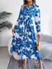 Turndown Collar Printing Button Dress High Waist Elegant  Shirt Dress for Women Long Sleeve Loose Dresses Causal Dress