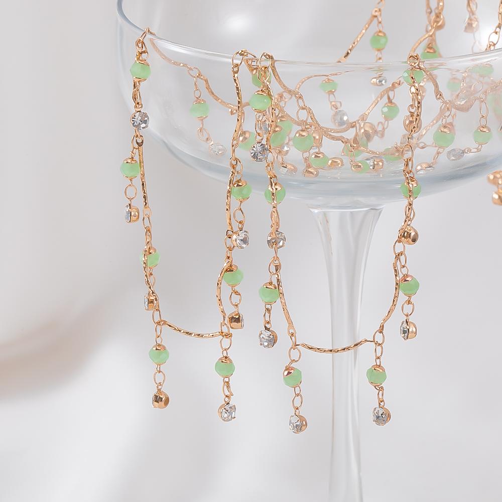 1Meter 0.5Meter Green Glass Lantern Beads Crystal Charm Copper Chain DIY Necklace Bracelet Beaded Chain Jewelry Making Materials