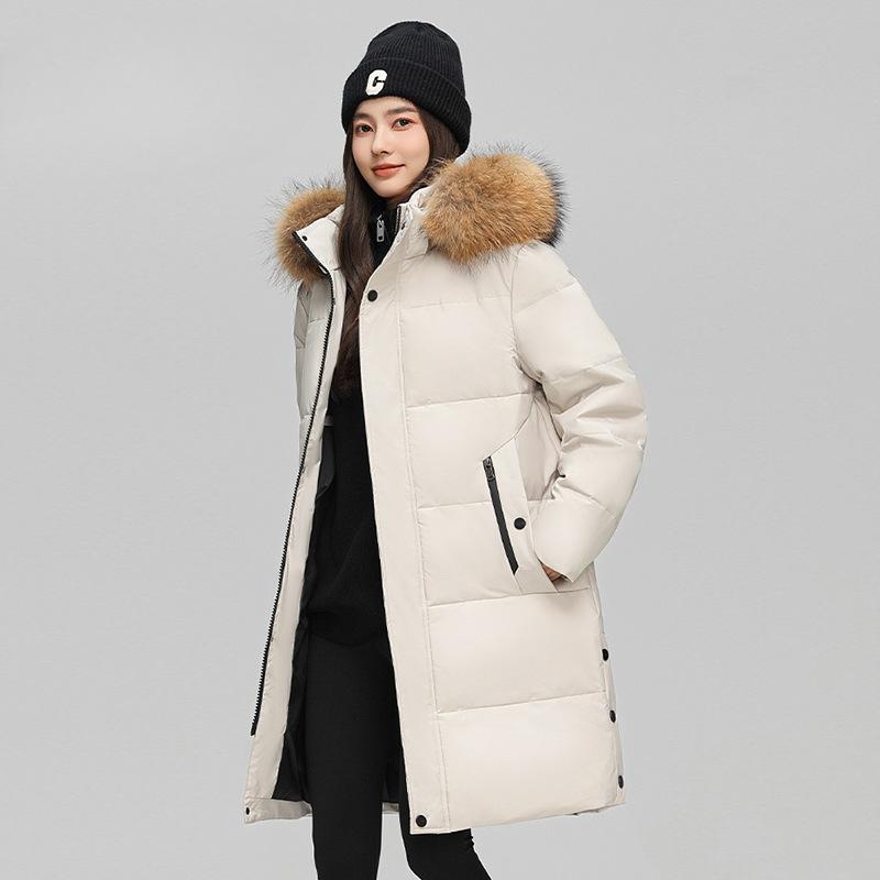 Длинный пуховик выше колена для мужской зимы, новый, с большим меховым воротником, толстый топ, парная куртка с капюшоном