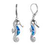 Wish Hot Ocean Wind Series Rose Gold White Gold Blue and White Opal Micro-set White Diamond Seahorse Versatile Earrings
