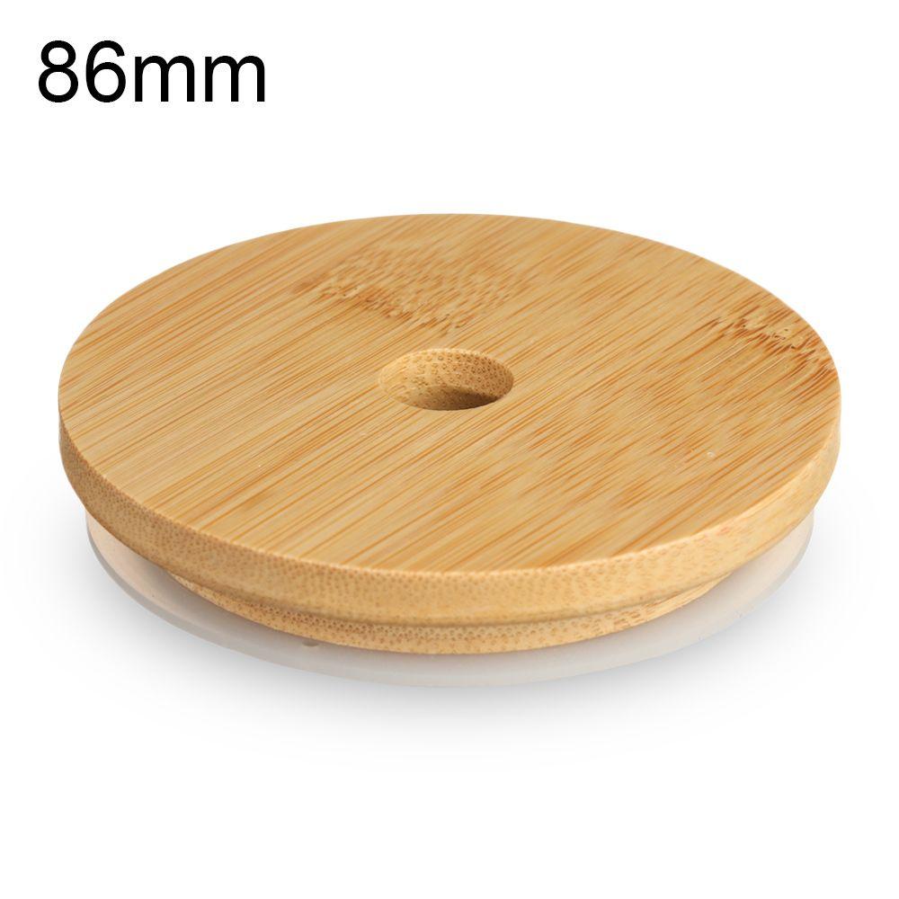 Storage Bottles Silicone Seal Ring Mason Jar Lid With Straw Hole Wide Mouth Cup Bamboo Wood Lids