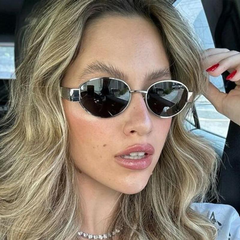 Маленькие овальные солнцезащитные очки в металлической оправе для женщин 2024, брендовые дизайнерские модные роскошные очки UV400, мужские винтажные солнцезащитные очки